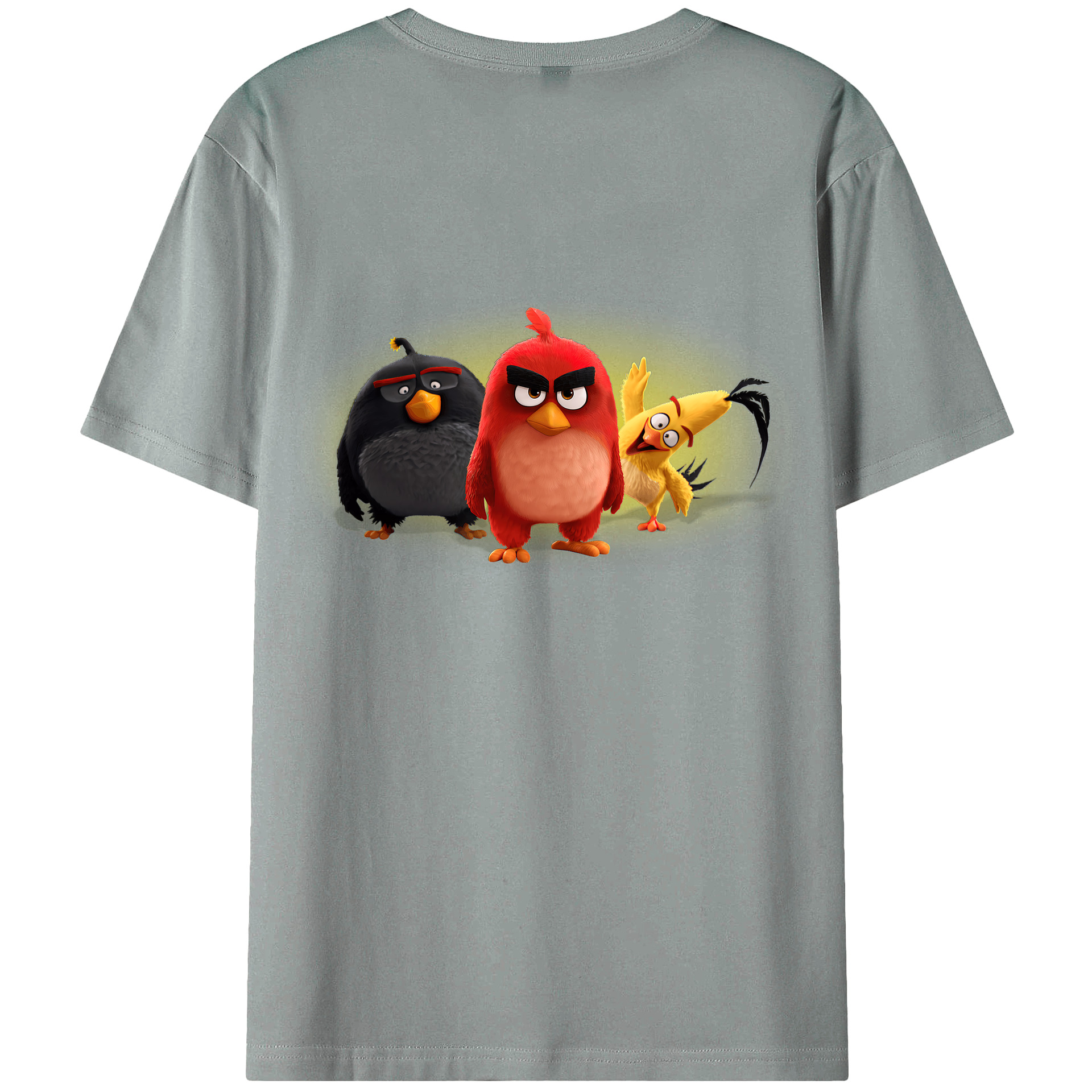 （画像用） Angry Birds アングリーバード 綿100％ メンズ半袖Tシャツ（バックプリント） 通気性